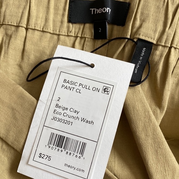 Theory Eco Crunch wash pants in beige clay size 2 NWT - Picture 6 of 7
